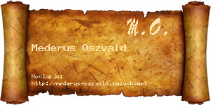 Mederus Oszvald névjegykártya